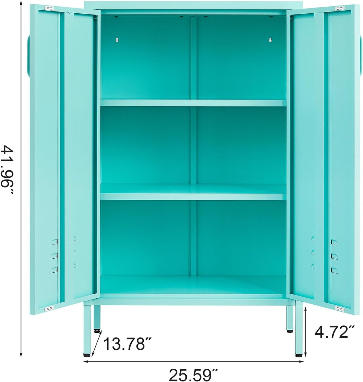 IRONFFICE Metal Accent Cabinet, Steel Cabinet Organizers and Storage, Metal Cabinet with Adjustable Shelves, 2 Doors Storage Cabinet for Living Room, Hallway, Office, Blue