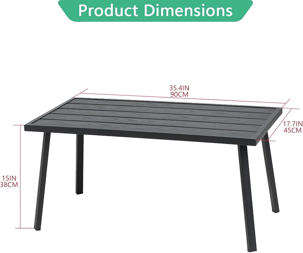 Helios&Hestia Small Rectangle Iron Outdoor Coffee Side End Table for Pati...