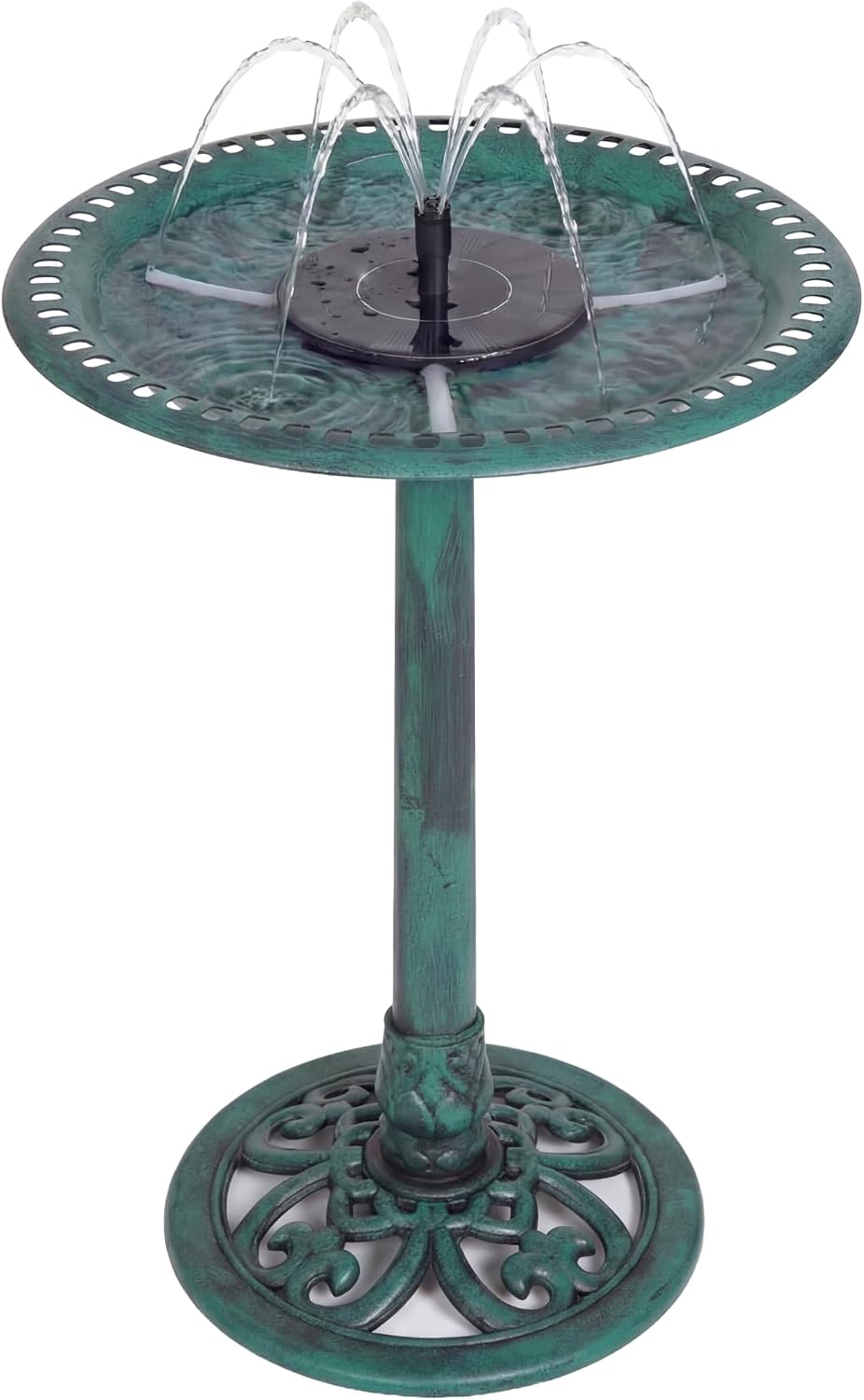 Backyard Expressions Green Bird Bath for Outside, Solar Bird Bath Fountain