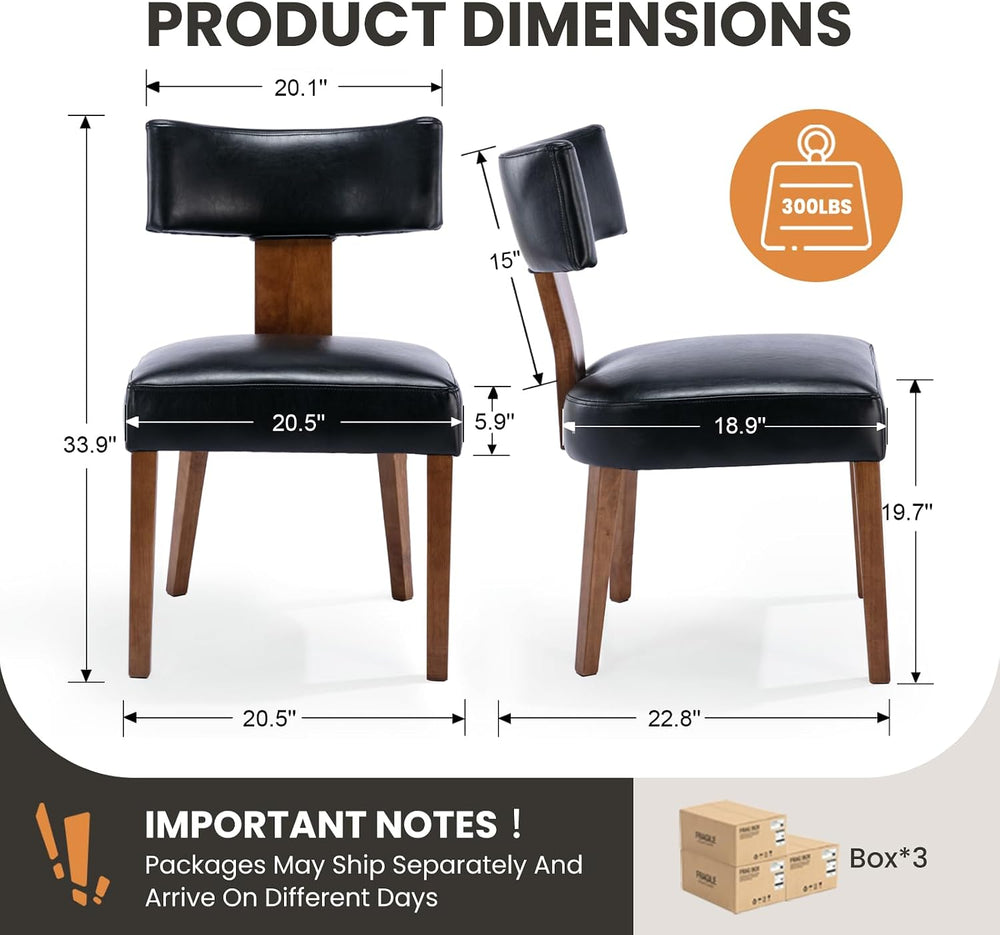 RIVOVA Mid Century Modern Dining Chairs Set of 6 PU Leather Upholstered Side ...
