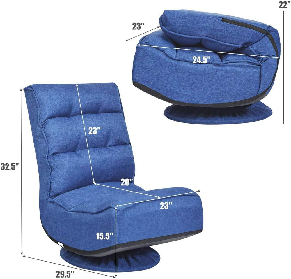 FANTASK 360 Degree Swivel Floor Chair, Folding Floor Sofa w/ 5 Adjustable Pos...