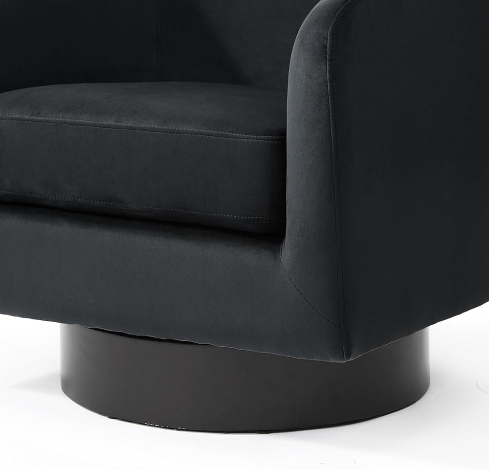 Swivel Barrel Accent Chair, Velvet Upholstered Armchair, Black