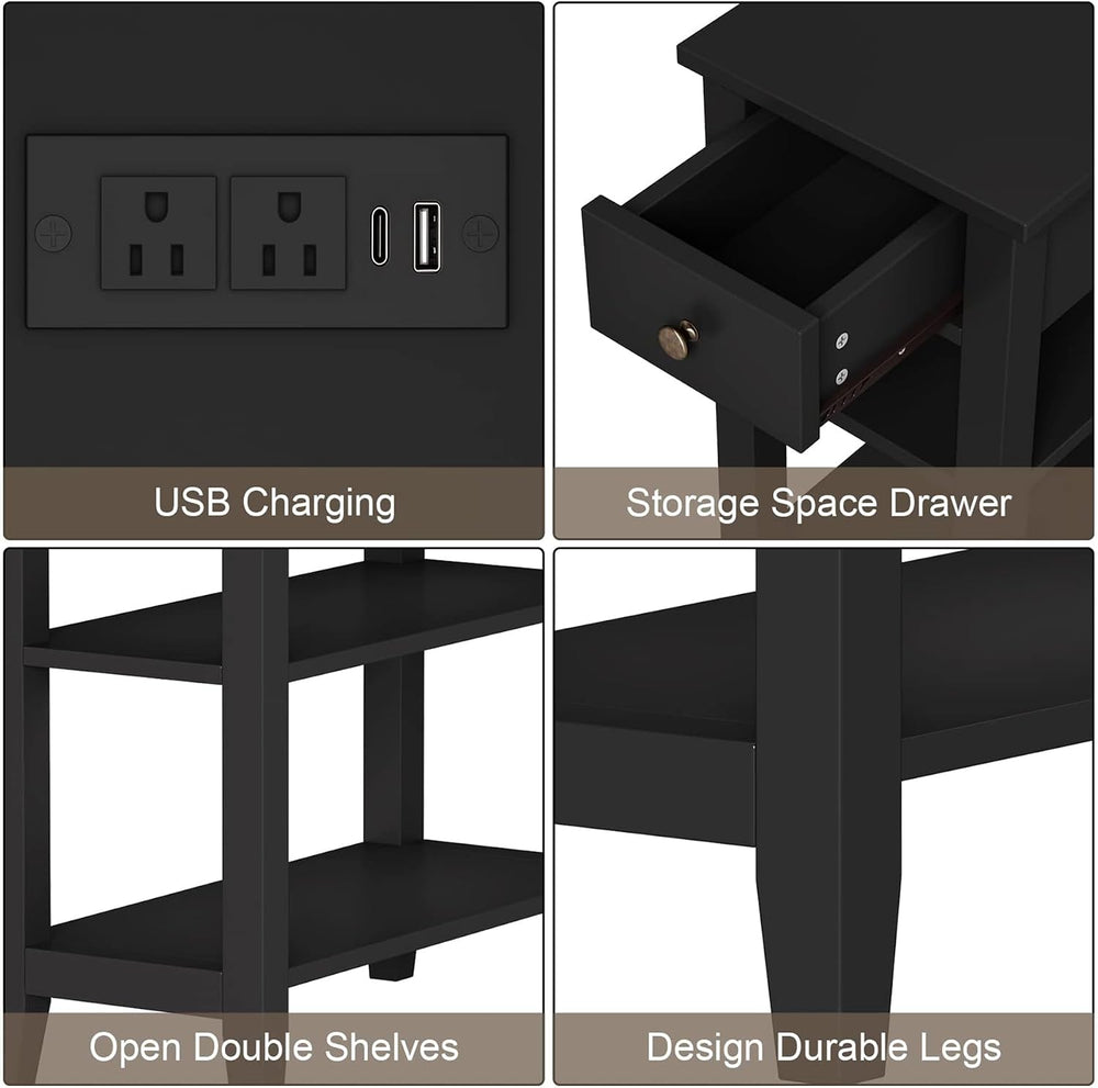 ChooChoo End Table Set of 2 Living Room with Charging Station