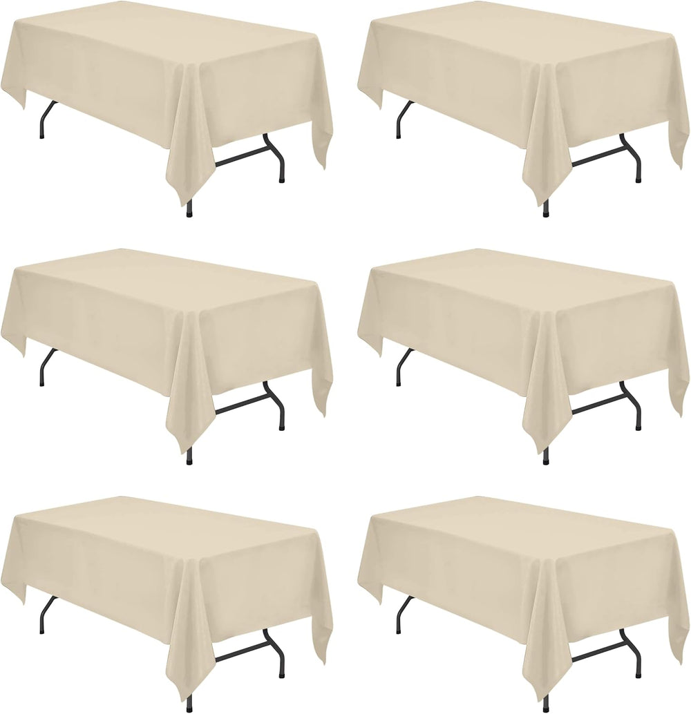 BRILLMAX 6 Pack Beige Tablecloths 60x102 Inch for 6ft Rectangle Tables