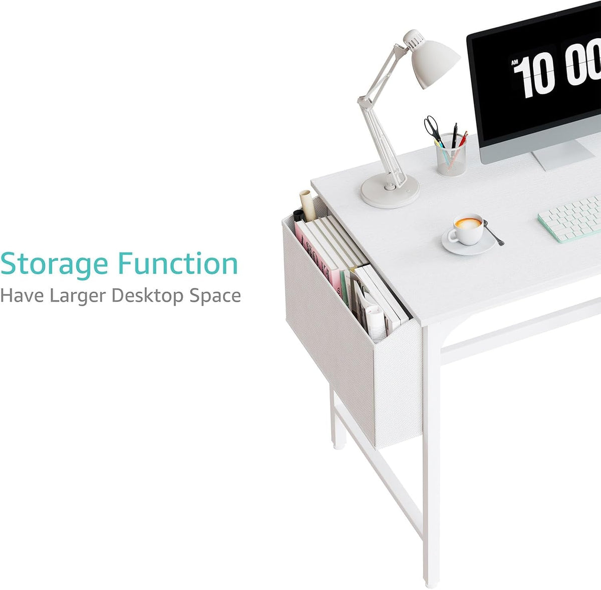 Lufeiya White Small Desk with Drawers - 40 Inch Computer Desk for Small Space Home Office, Modern Study Writing Table PC Desks