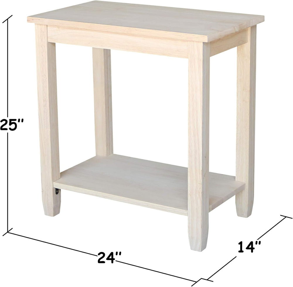 IC International Concepts Solano Solid Wood Accent Table, Unfinished