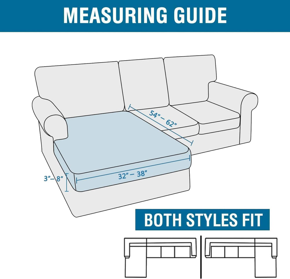 H.VERSAILTEX Sectional Couch Covers 1 Piece Chaise Slipcover L Shape Separate...