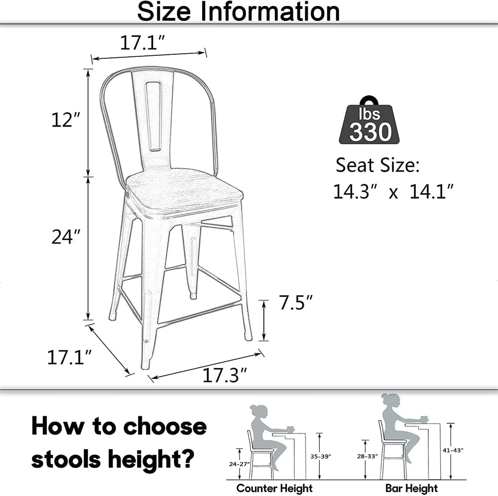Aklaus Swivel Metal Bar Stools with Backs Counter Stools Set of 4 Counter Hei...