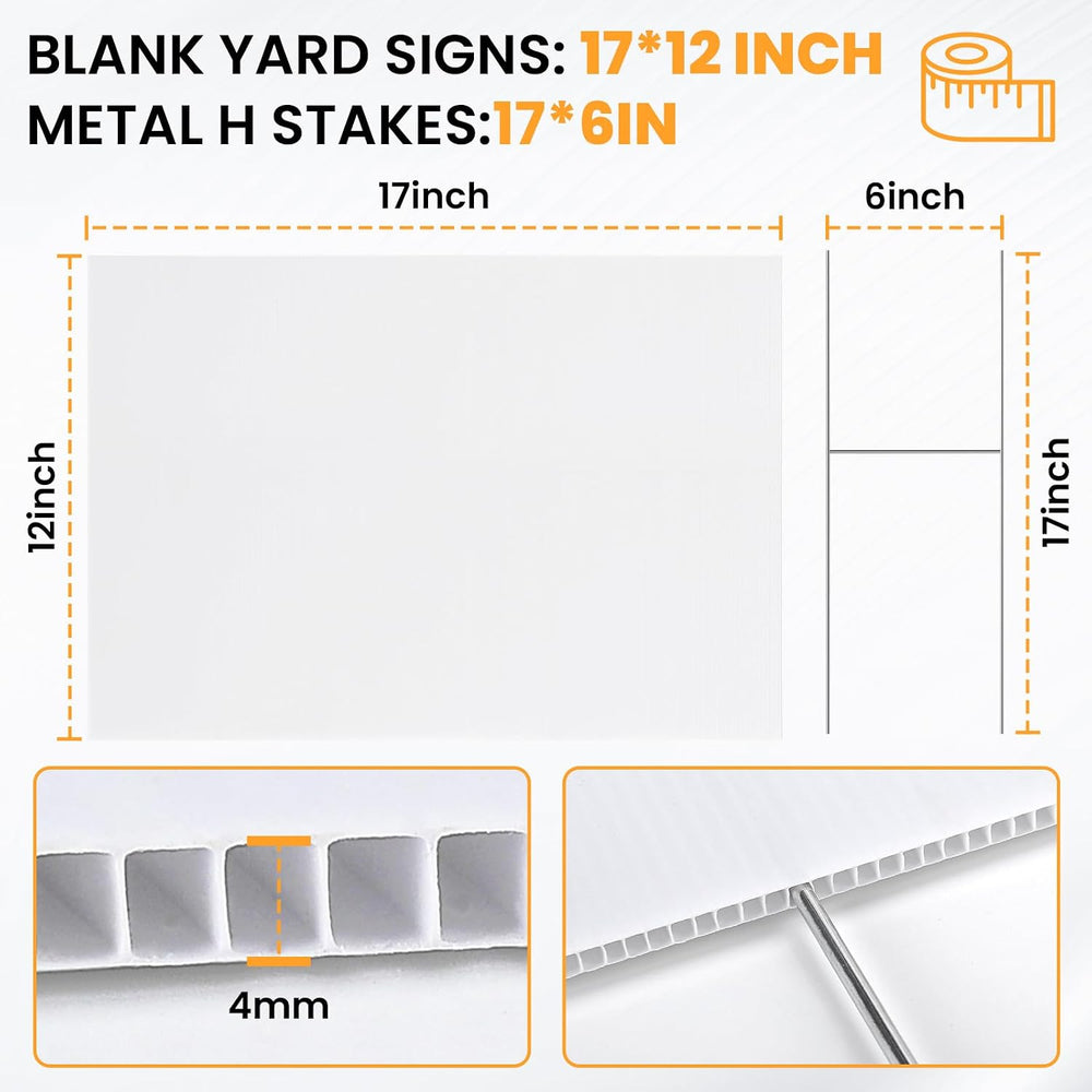 20 Pack Yard Signs,Metal Stakes, 17 x 12 Inches, Corrugated Plastic Board