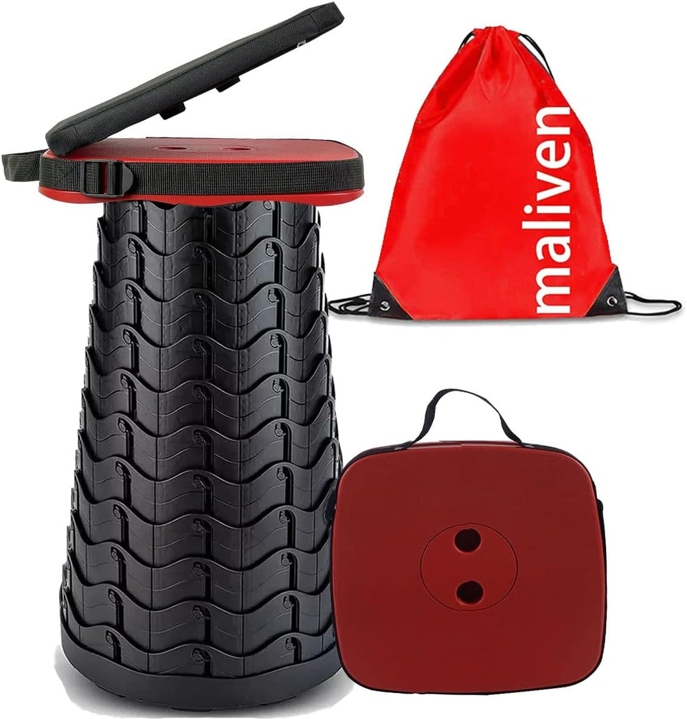 Collapsible Camping Stool with Seat Cushion & Nylon Bag, Square Portable ...