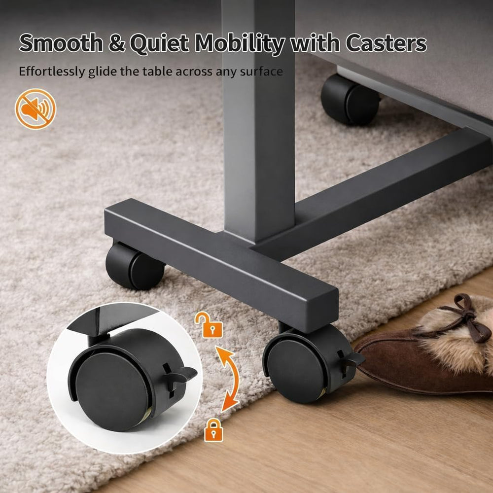 Adjustable Overbed Table with Wheels, Light Green
