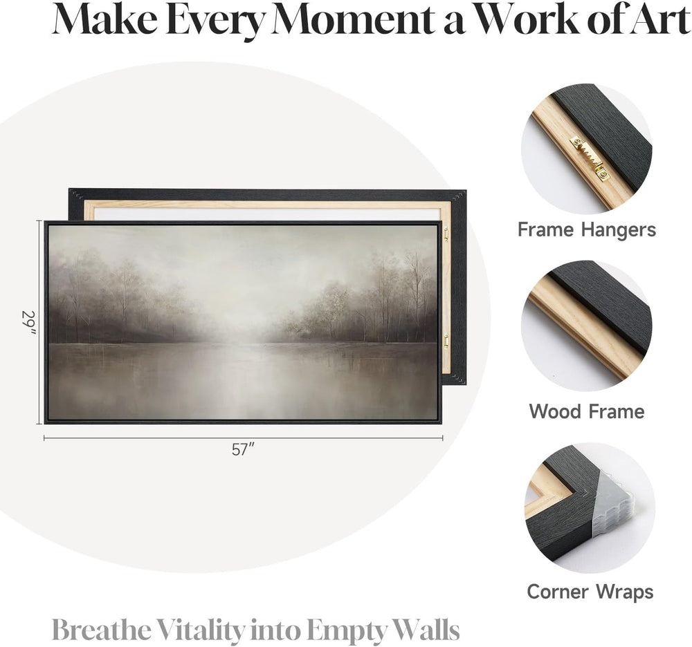 Extra Large Framed Abstract Landscape Wall Art for Living Room, 60x30 Inch