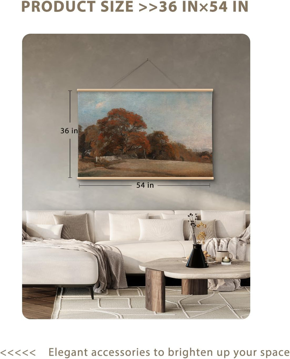 VIYYIEA Extra Large Fall Wall Art, Vintage Landscape Canvas, 36x54