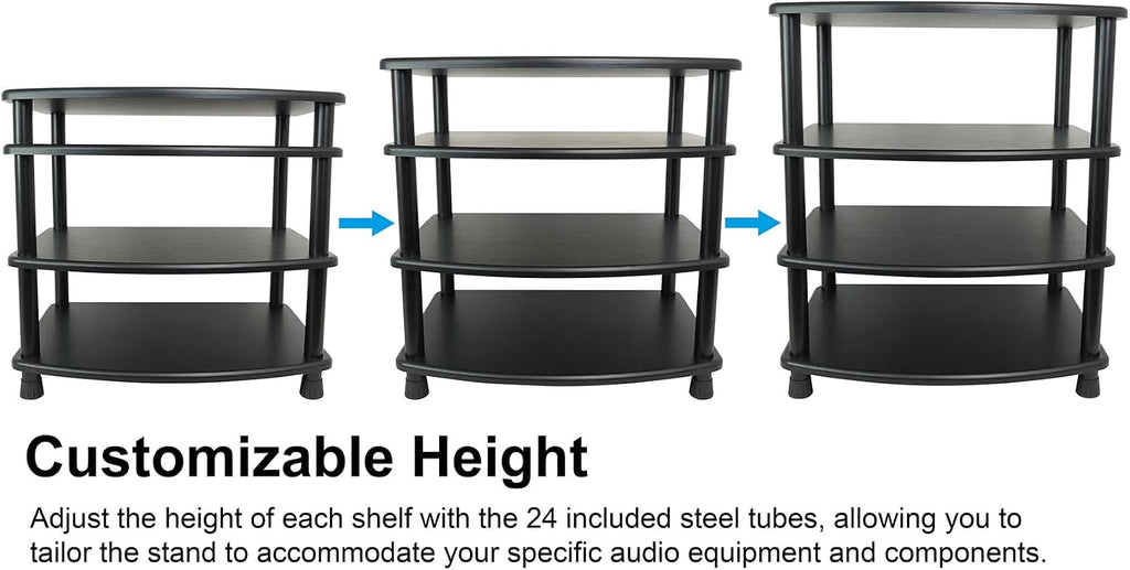rockville flx black adjustable height 4 shelf home, side view