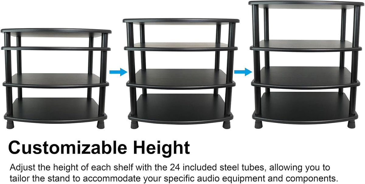 rockville flx black adjustable height 4 shelf home, side view