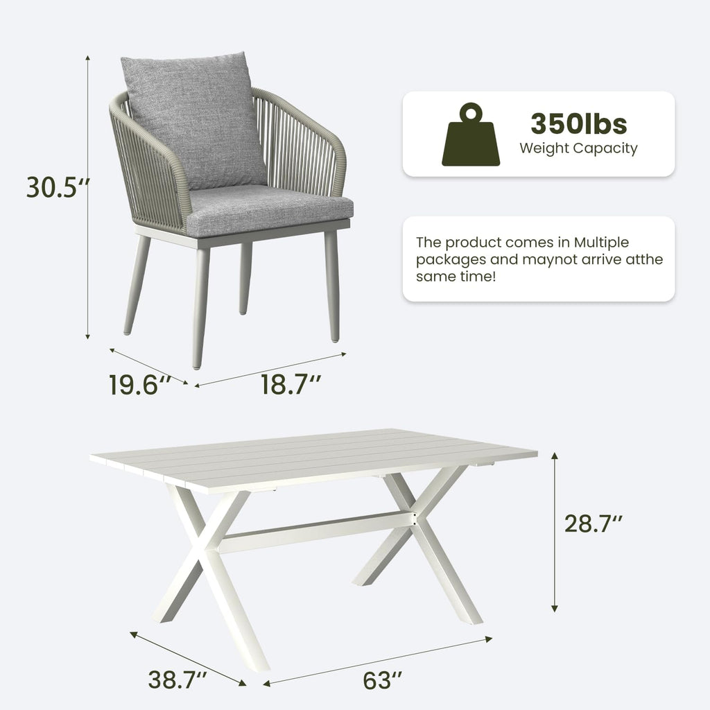 layinsun 5 pieces outdoor patio dining set, aluminium on a desk or shelf