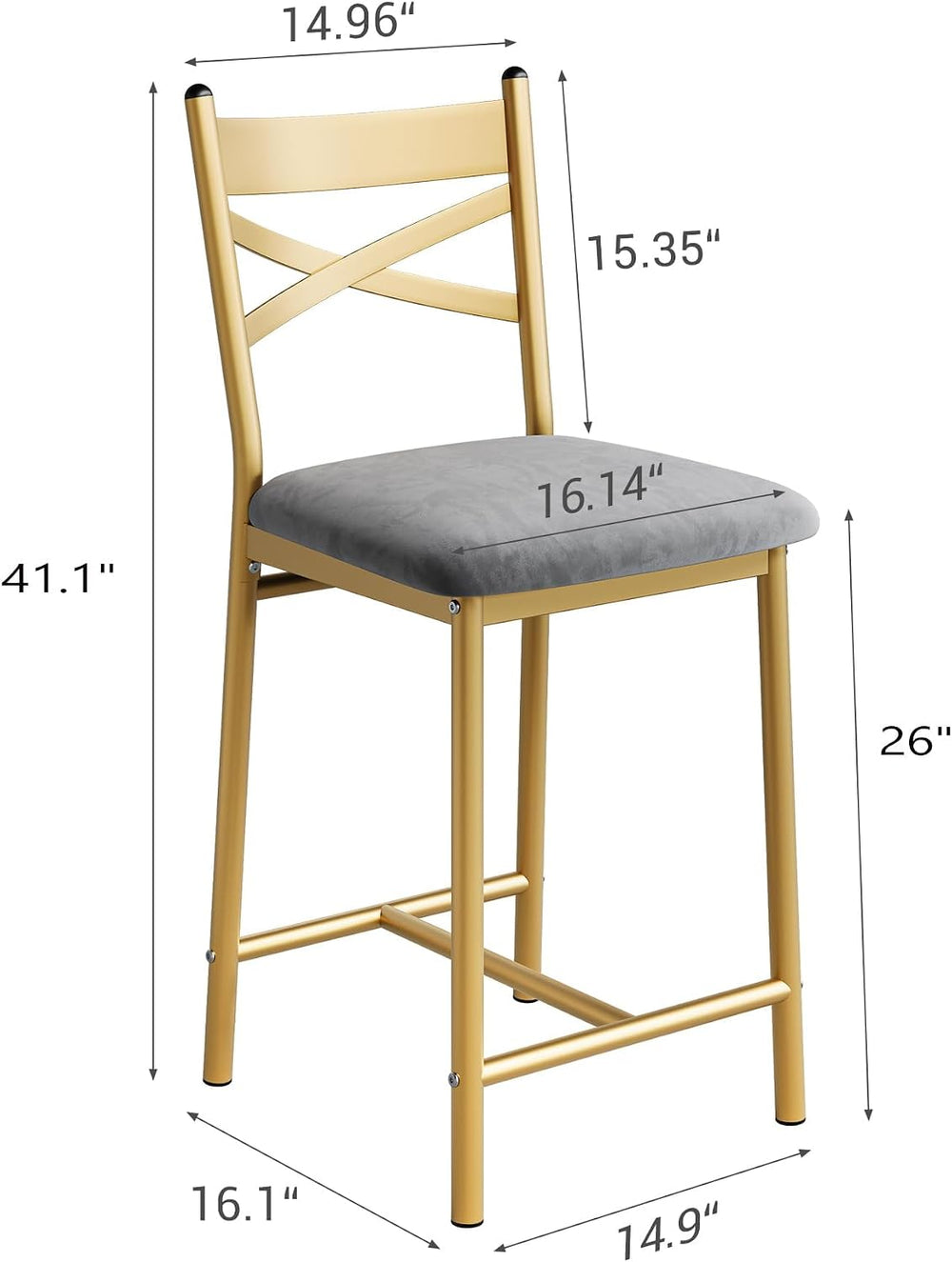 Garvee 26'' Bar Stools Set of 4, Counter Stools with Back & Thick...