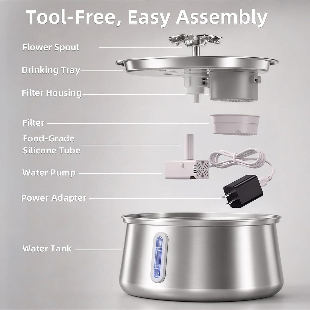 Cat Water Fountain Stainless Steel 4.5L/152oz Automatic Pet Water Dispenser