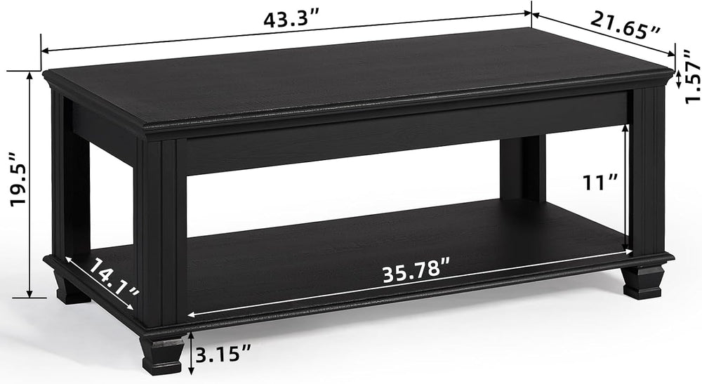 SAVOR LIFE Farmhouse Coffee Tables for Living Room, Black
