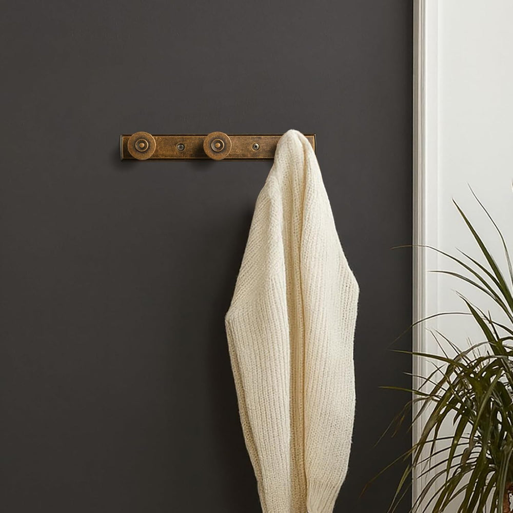 Coat Rack Wall Mounted, Antique Brass Zinc Alloy with 3 Hooks