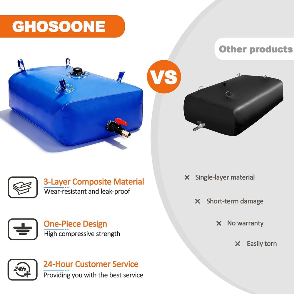 240L/63 Gal Water Bladder Tank, Foldable Portable Water Storage Container