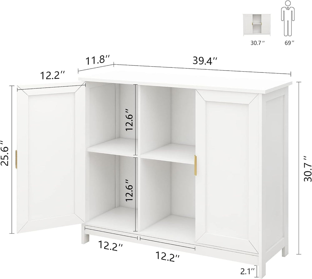 TaoHFE White Buffet Cabinet with Storage,Wooden Narrow Entryway Cabinets
