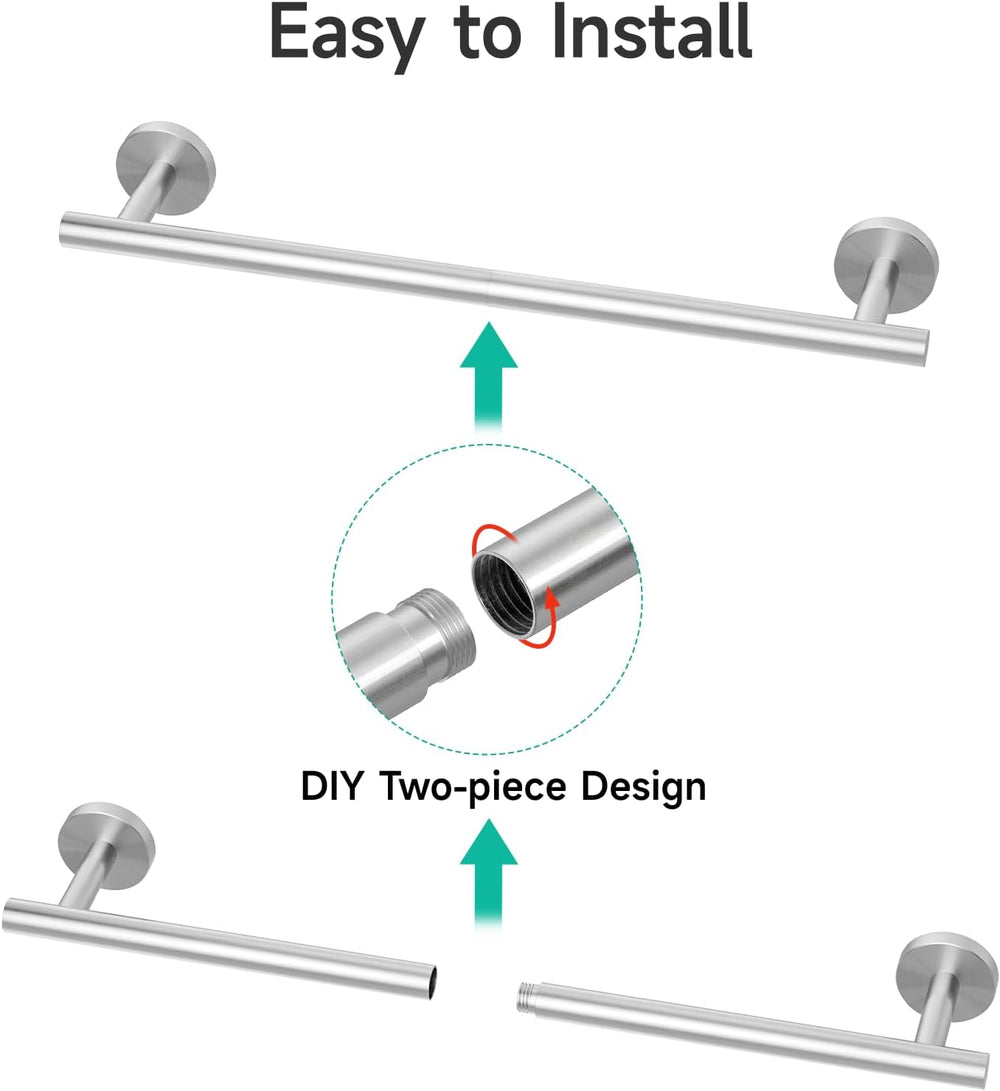 USHOWER 4PCS Brushed Nickel Bathroom Accessories Set, 18-Inch Towel Bar Set