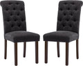 COLAMY Button Tufted Dining Chairs Set of 2, Accent Parsons Diner Upholstered Fabric Dining Room Stylish Kitchen Chairs with Solid Wood Legs and Padded Seat, Black