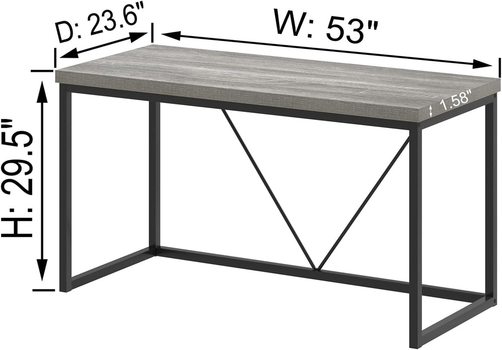 FOLUBAN Modern Home Office Desk, Industrial Vintage Computer Desk, Rustic Woo...