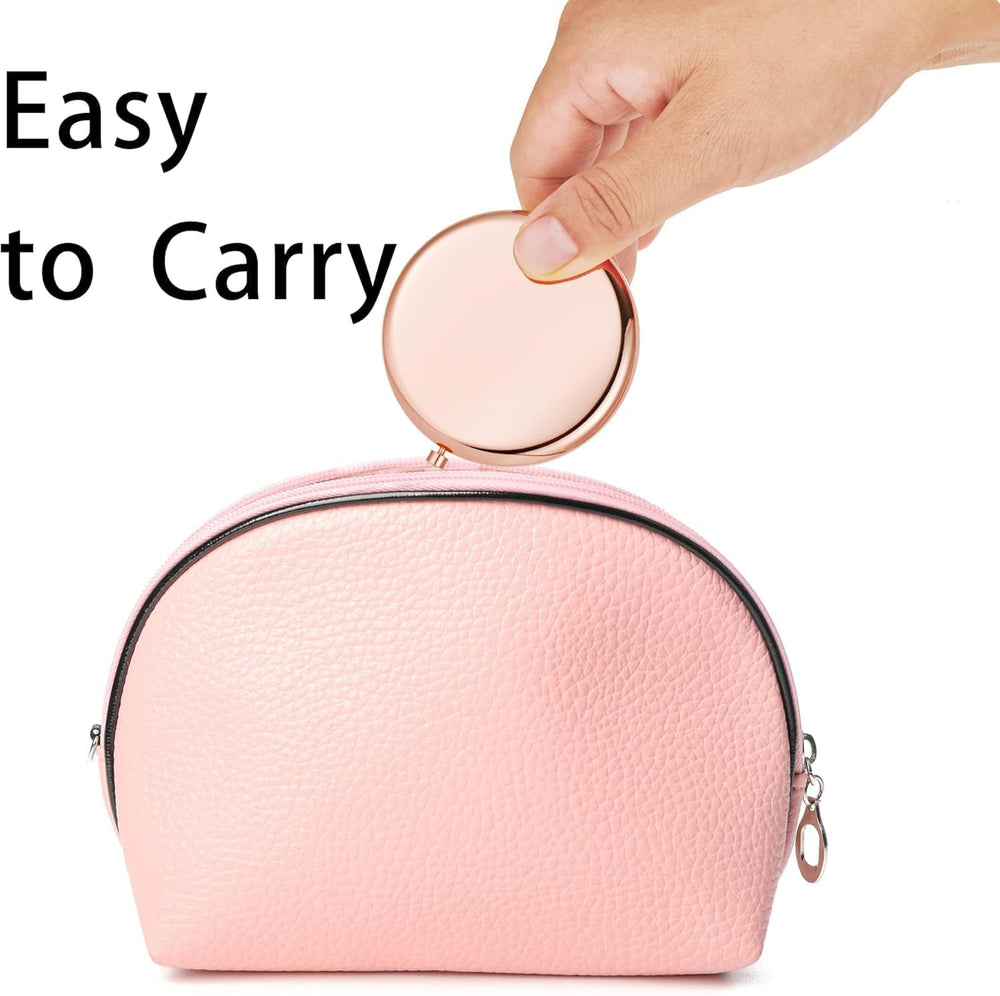 Compact Mirror for Purse, Metal Round Shell, Double-Sided 1X/2X Magnifying, P...