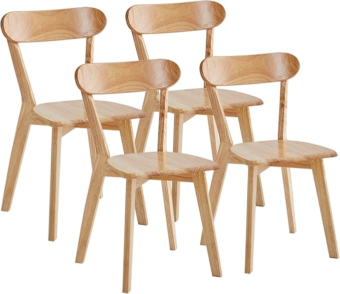 Wood Louis Dining Chairs Set of 4 Home Kitchen Modern Kitchen Chairs 100% Natural Solid Wood