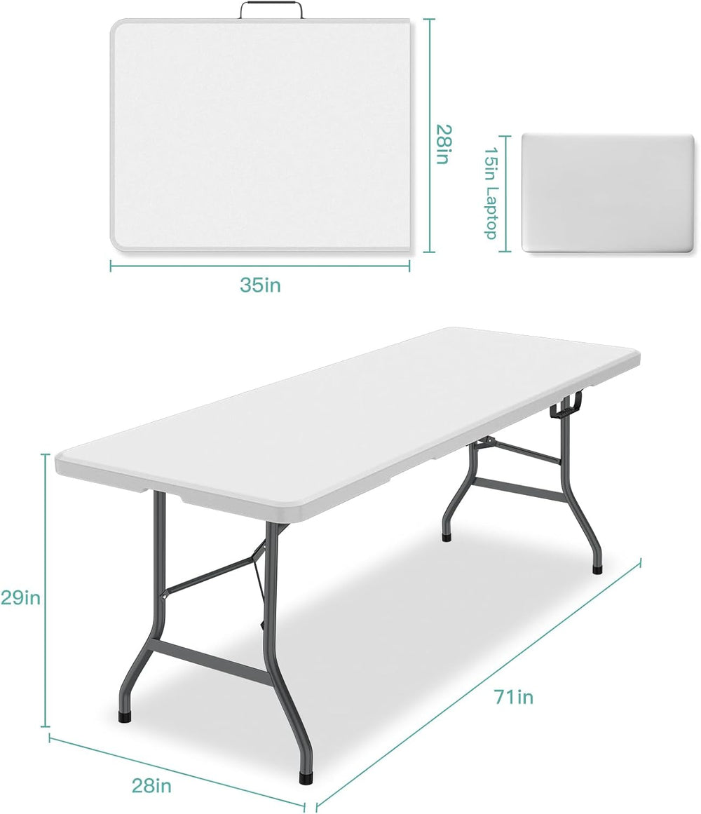 6 ft Portable Folding Table, UV-Protected Waterproof Top, 330 lb Capacity