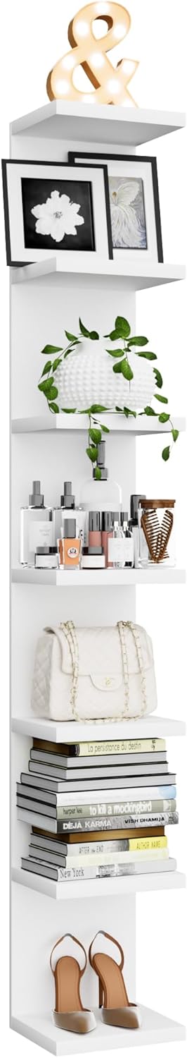 7 Tier Wall Shelf, Versatile Wall Mounted Lack Shlef Floating Shelf White