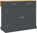 HOMCOM Rolling Kitchen Island with Drop Leaf Wood Breakfast Bar, Dark Gray