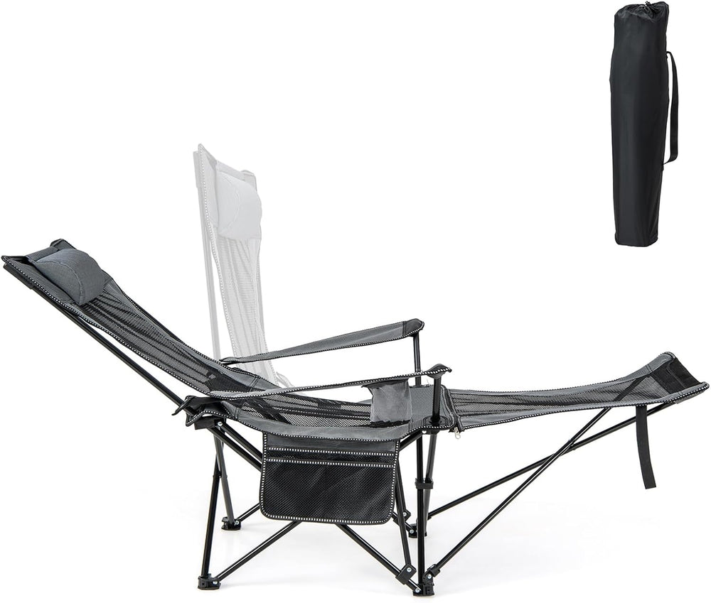 KOTEK Reclining Camping Chair, Portable Lounge Chair with Removable Foot Rest...