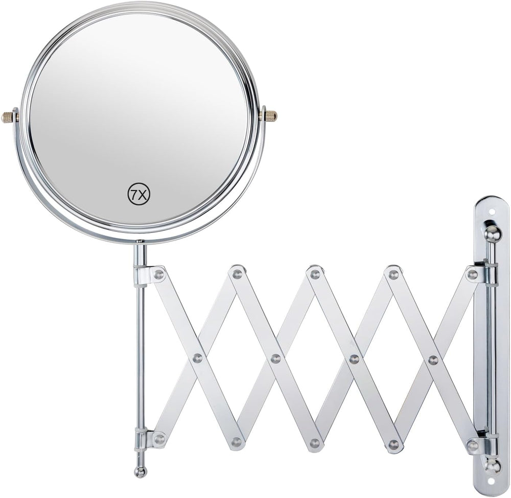 Welllink 8 Inch XL Extendable Mirror 7X and 1X Chrome