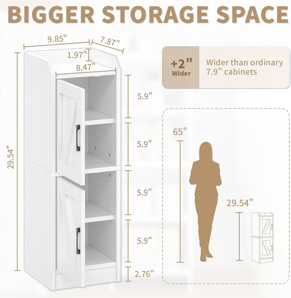 Narrow Bathroom Storage Cabinet with 2 Doors and Shelves, 9.8" W Small S...