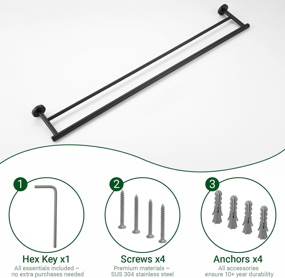 Miyili 36-Inch Bathroom Double Towel Rack, Matte Black