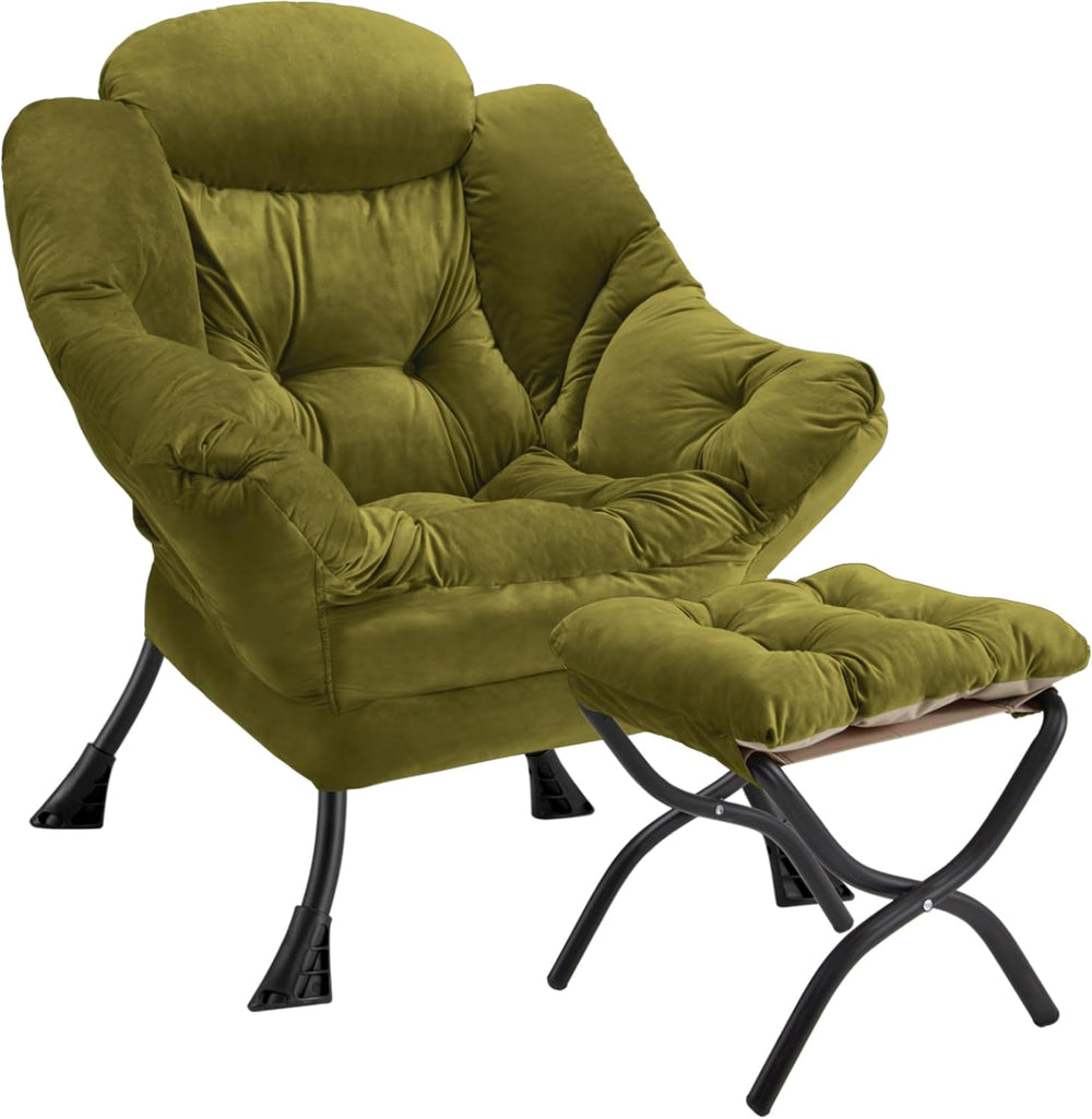 Lazy Chair with Folding Ottoman Modern Large Accent Chair,Contemporary Lounge...