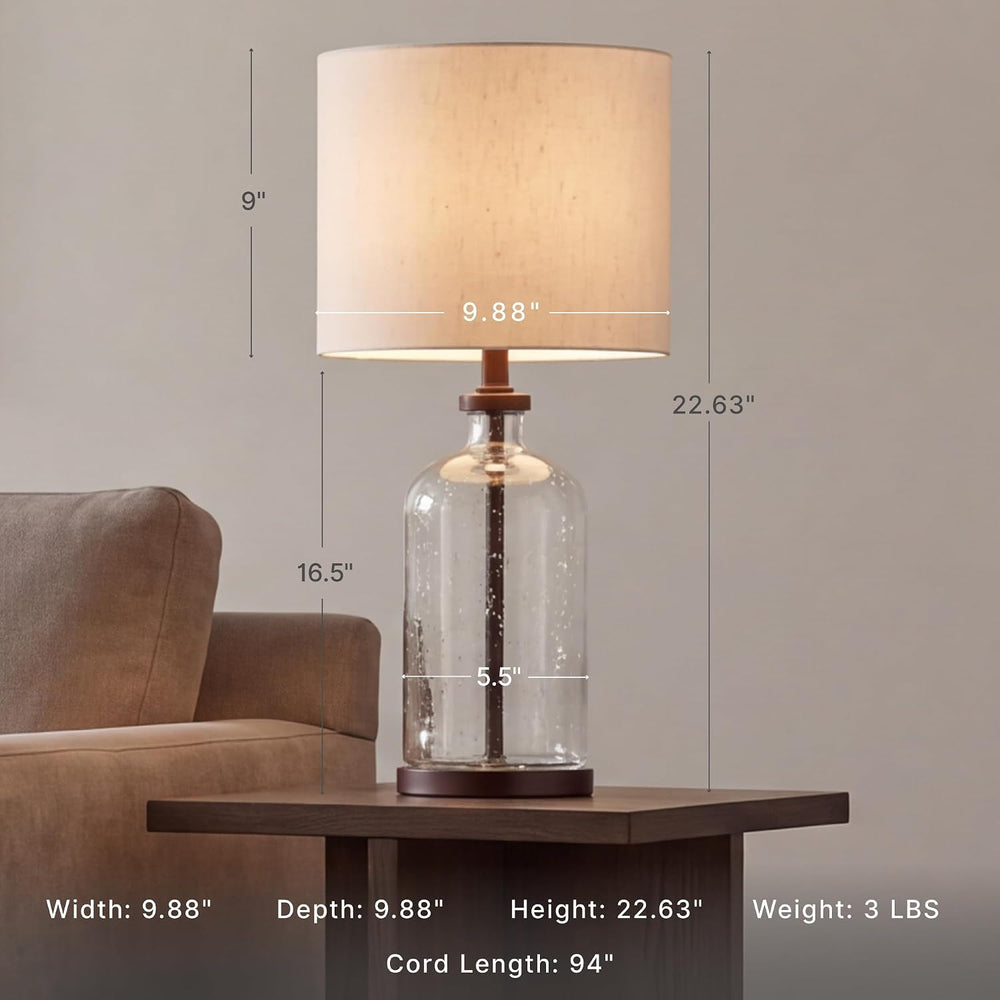 Signature Design by Ashley Bandile Seeded Glass Bedside Table Lamp, Bronze