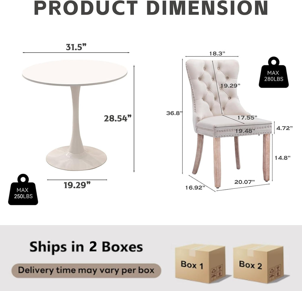 3 piece round dining table and chairs set, package contents