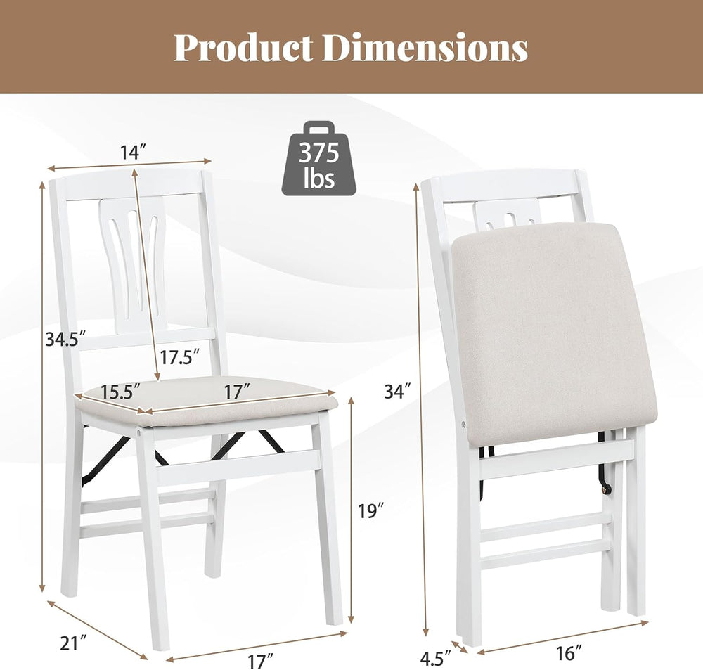 GIANTEX Folding Dining Chairs Set of 4, Space-Saving Upholstered Kitchen Chai...