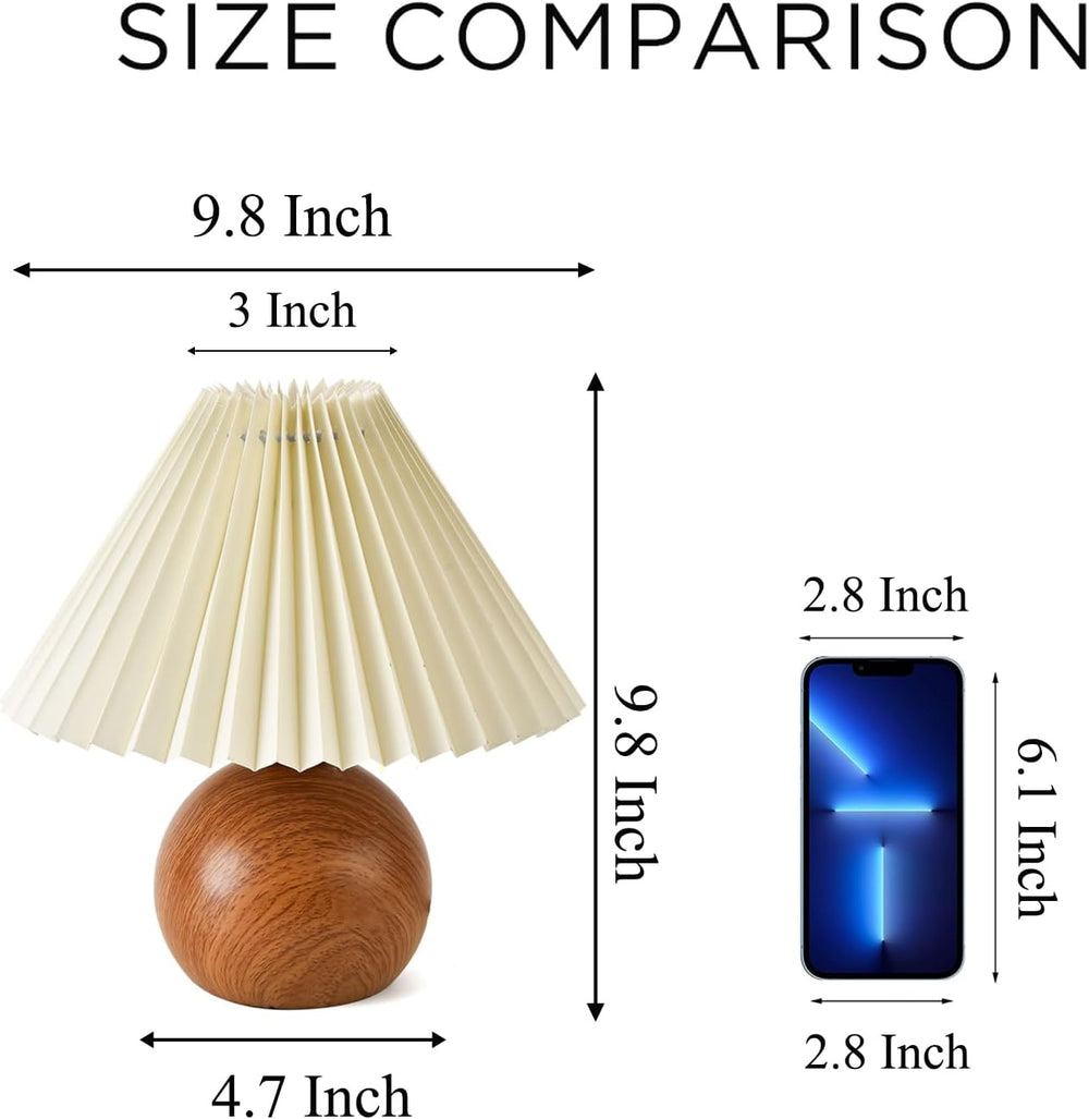 KUNJOULAM Cute Small Pleated Lamp, Modern Bedside Nightstand Light with Beige...