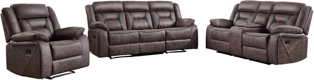 EBELLO Faux Leather Recliner Sofa Furniture Set for Living Room, Recliner Cha...