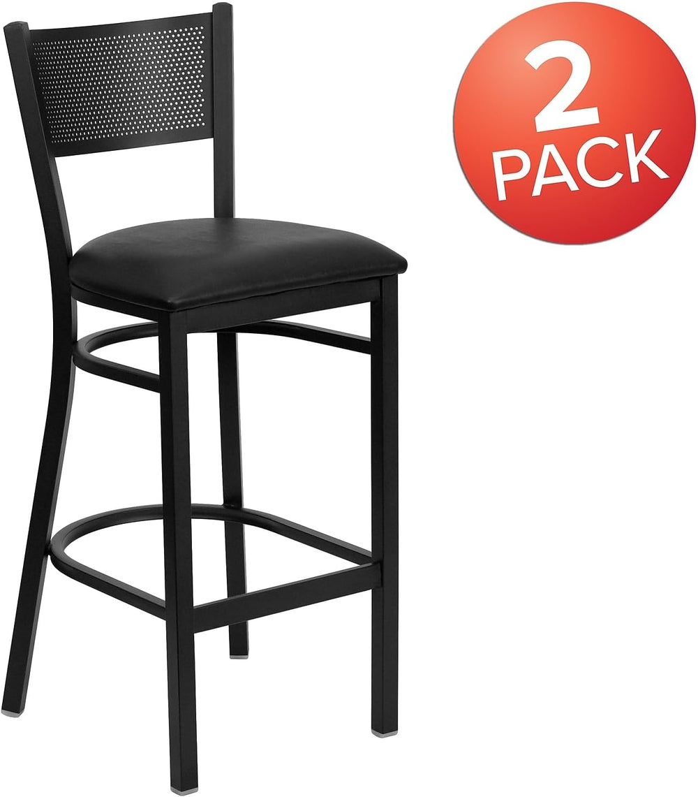 Flash Furniture Hercules Metal Restaurant Barstool, Black, 2-Pack
