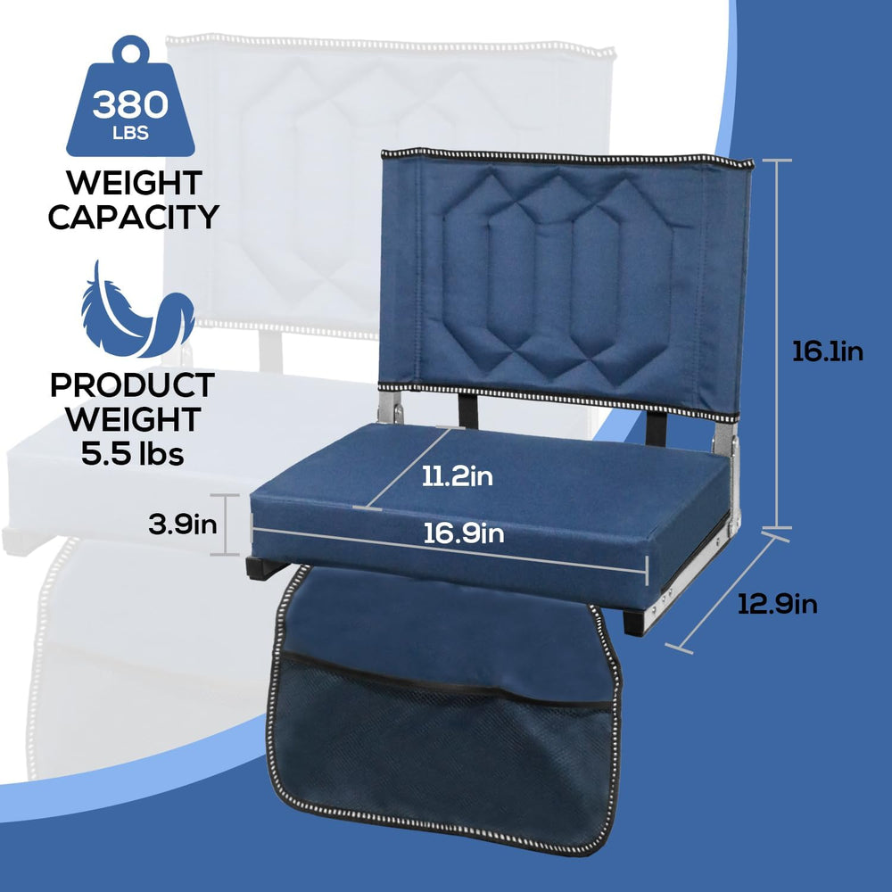 Extra Wide Stadium Seats for Bleachers Heavy Duty - 380 lbs Capacity