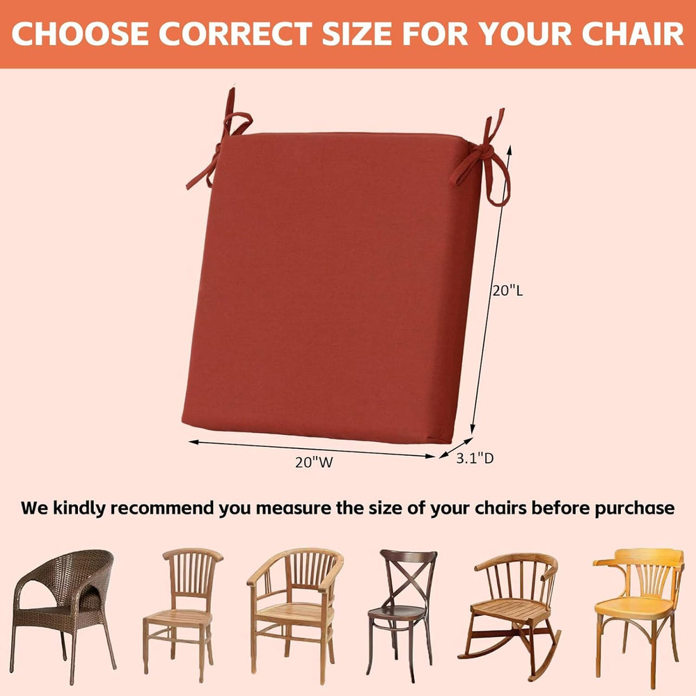 Outdoor Chair Cushions, Red-Brown, 20x20x3.1 in, Set of 4