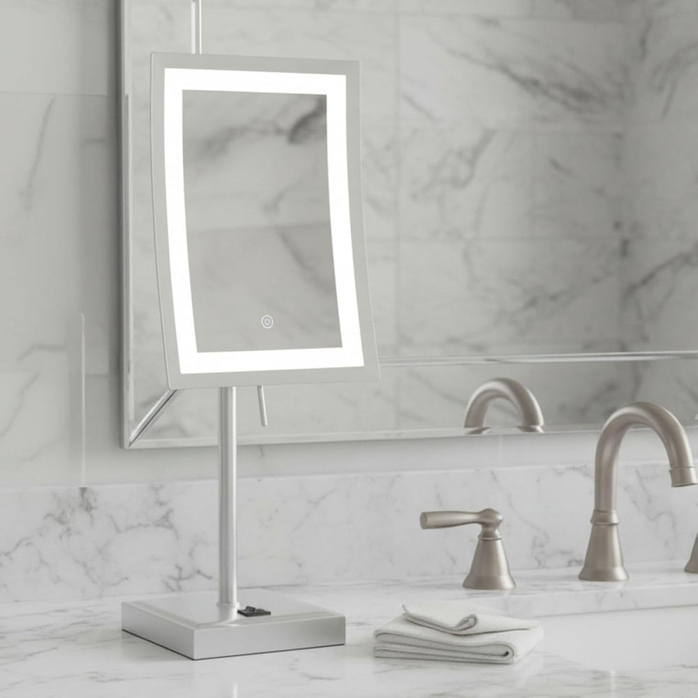JERDON Lighted Makeup Mirror with 5X Magnification - Nickel - JRT910NL