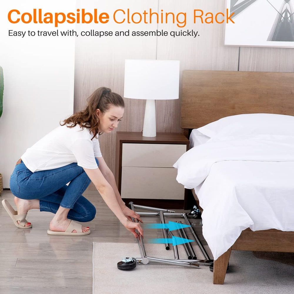 HOKEEPER Clothes Rack with Lockable Wheels Height Adjustable