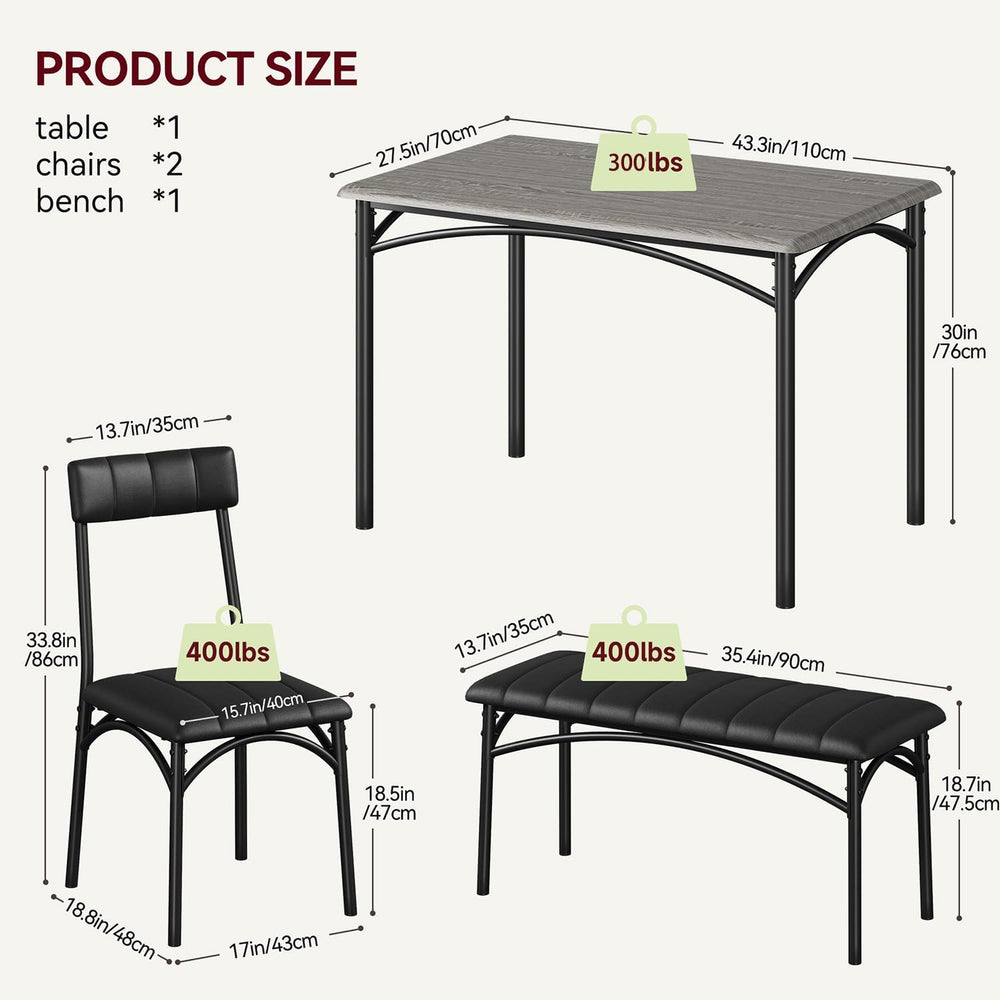 GarveeHome Dining Table Set for 4, Kitchen Table with Upholstered Chairs and ...